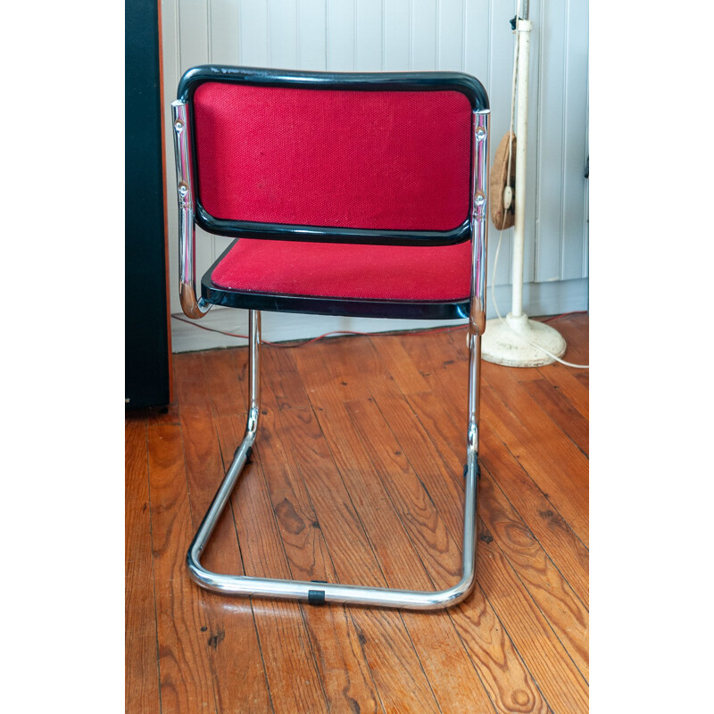 Vintage B32 chair Marcel Breuer red fabric Italy 1980