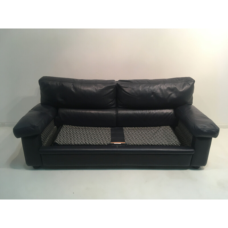 Vintage Navy Leather convertible sofa