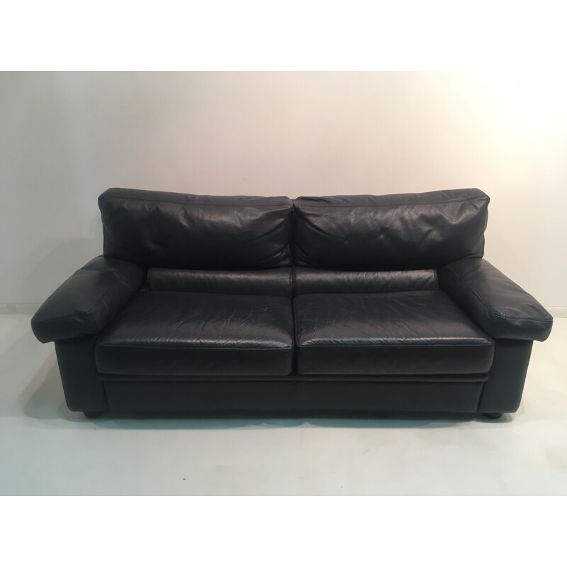 Vintage Navy Leather convertible sofa