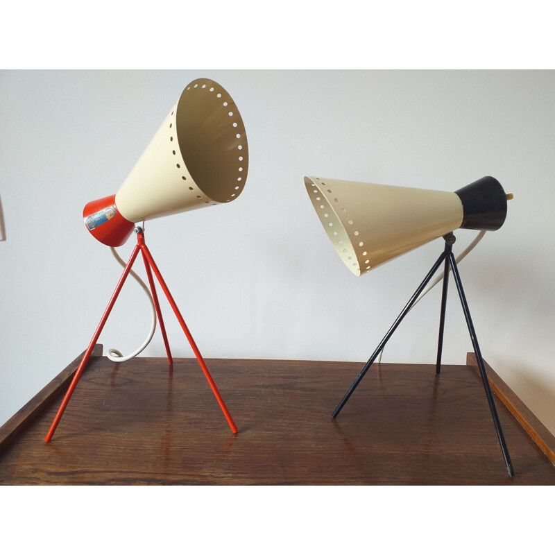 Pair of Midcentury Iconic Table Lamps Napako, Designed by Josef Hurka, 1960s