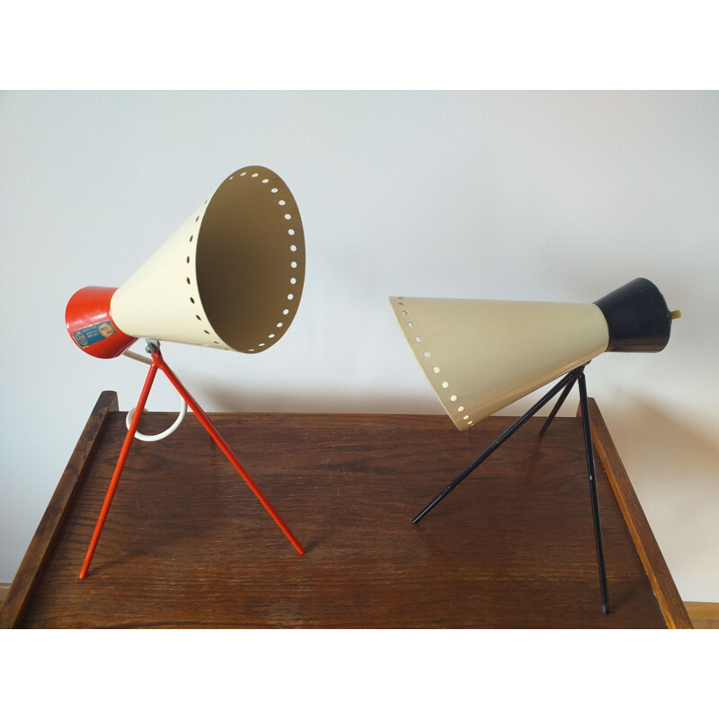 Pair of Midcentury Iconic Table Lamps Napako, Designed by Josef Hurka, 1960s