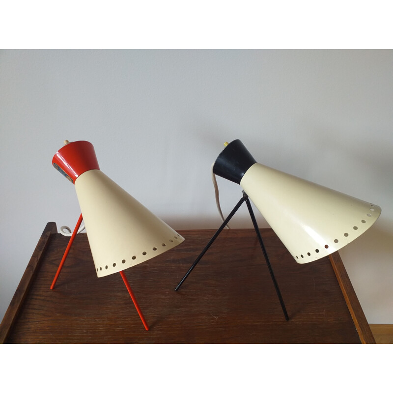 Pair of Midcentury Iconic Table Lamps Napako, Designed by Josef Hurka, 1960s