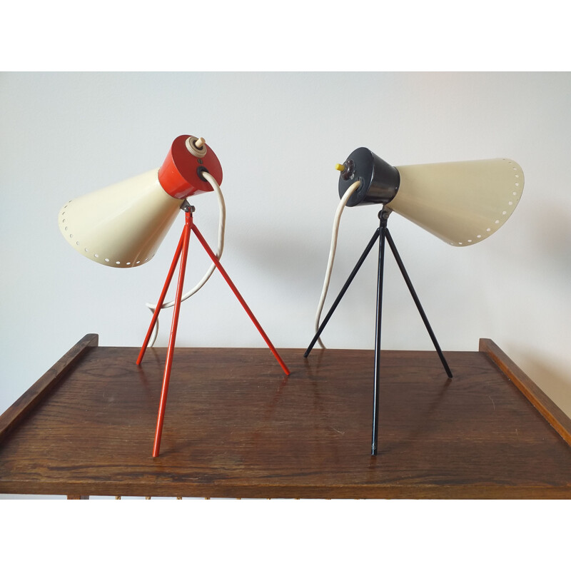 Pair of Midcentury Iconic Table Lamps Napako, Designed by Josef Hurka, 1960s