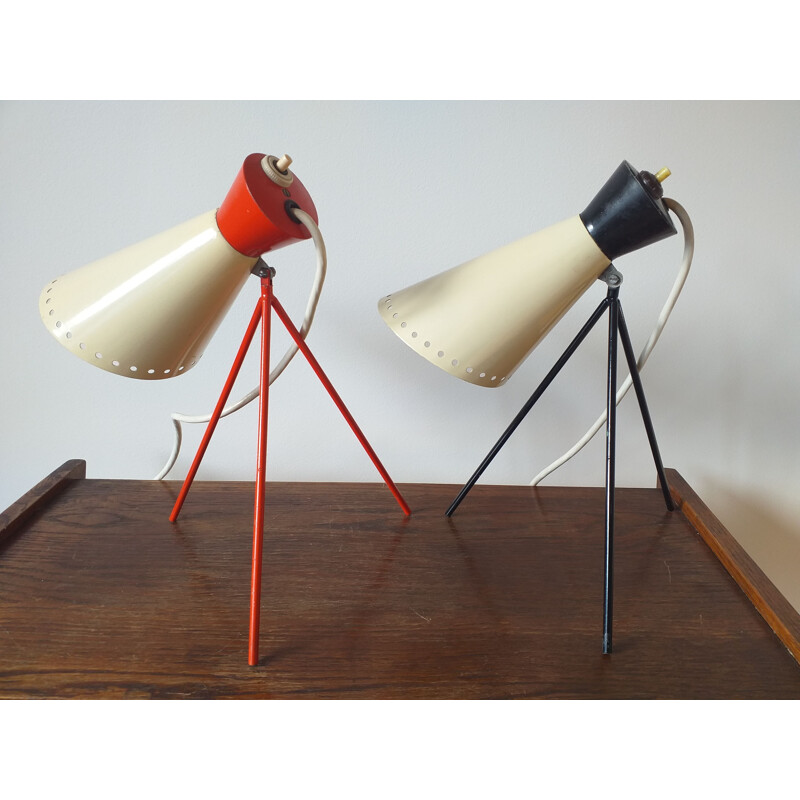 Pair of Midcentury Iconic Table Lamps Napako, Designed by Josef Hurka, 1960s