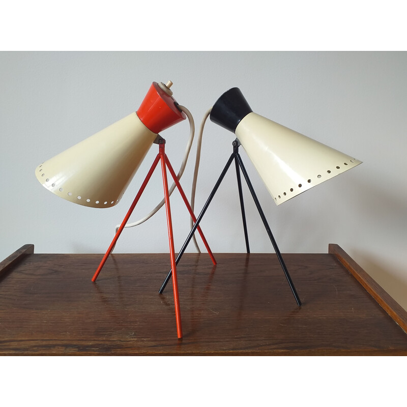 Pair of Midcentury Iconic Table Lamps Napako, Designed by Josef Hurka, 1960s