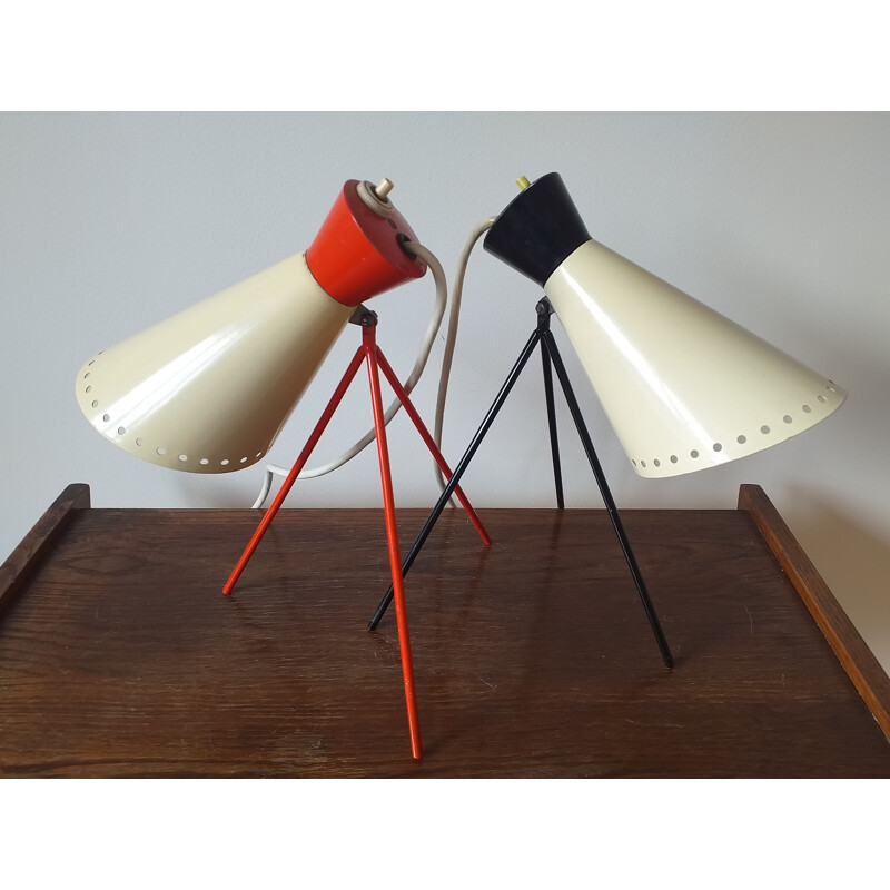 Pair of Midcentury Iconic Table Lamps Napako, Designed by Josef Hurka, 1960s