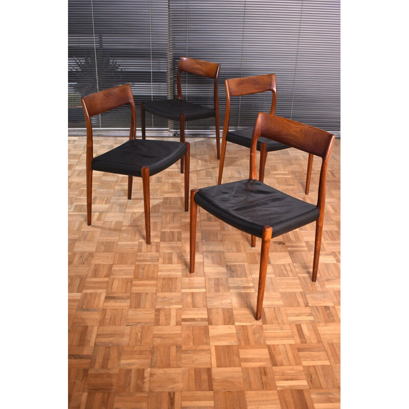 Set Of 4 vintage  Rosewood Chairs Niels Moller Model 77