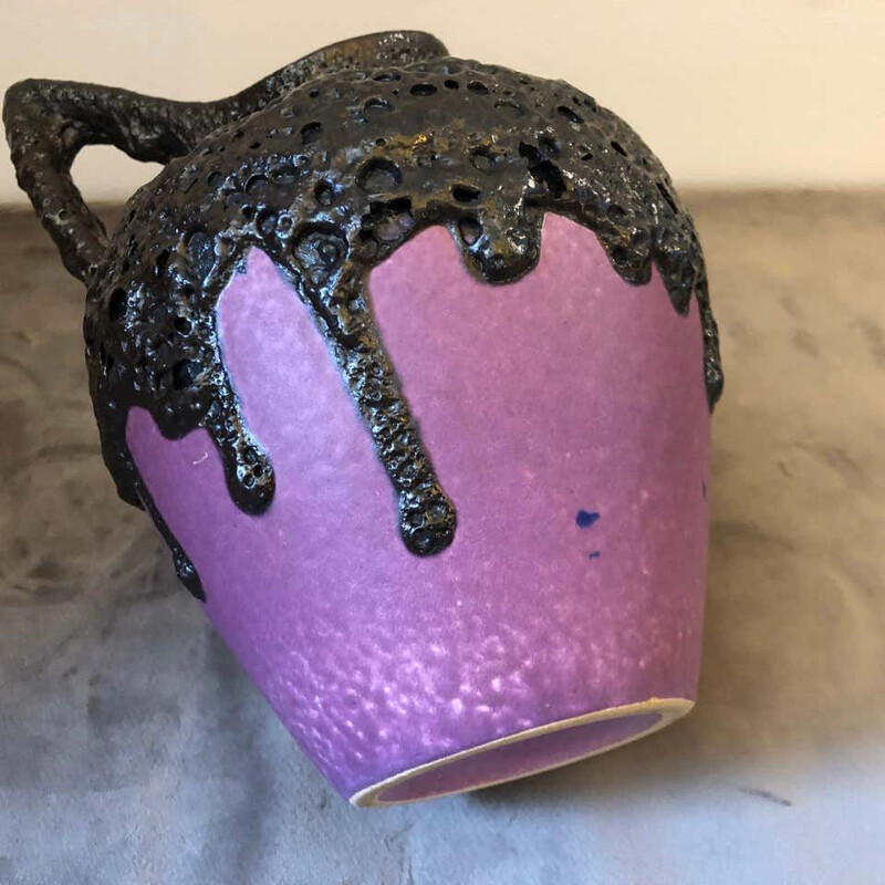 Mid-Century Purple and Black Lava Ceramic German Jug, 1970