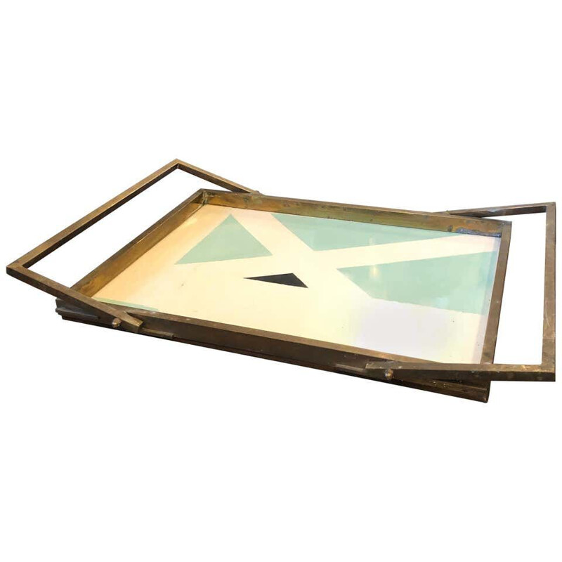 Mid-Century Brass Rectangular Italian Tray 1960