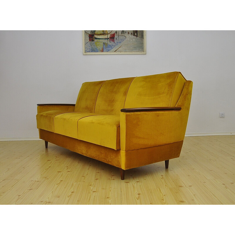 Mid-Century Velvet Sofa Daybed, 1960s