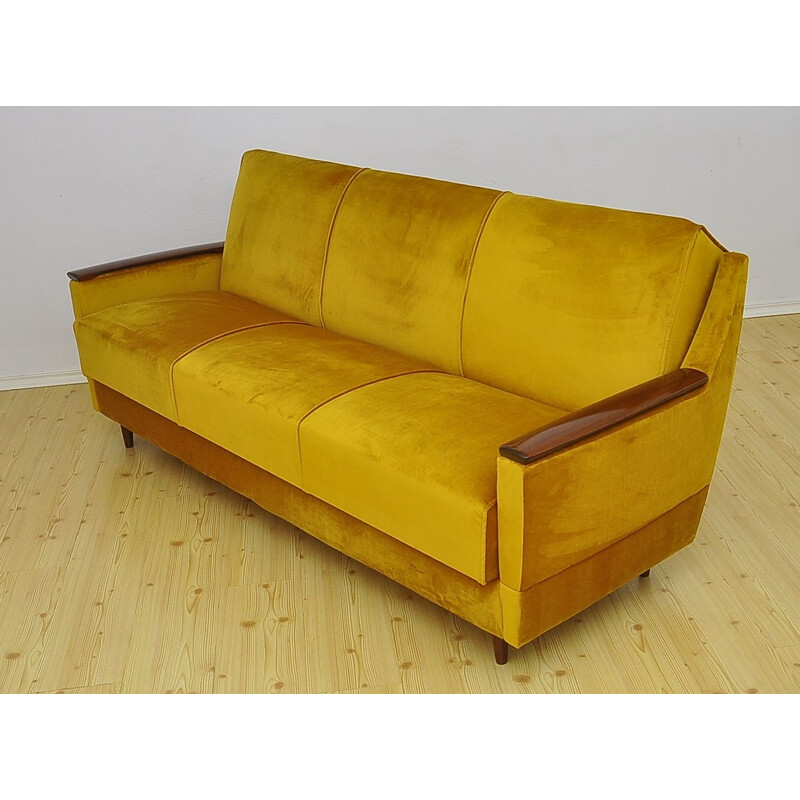 Mid-Century Velvet Sofa Daybed, 1960s