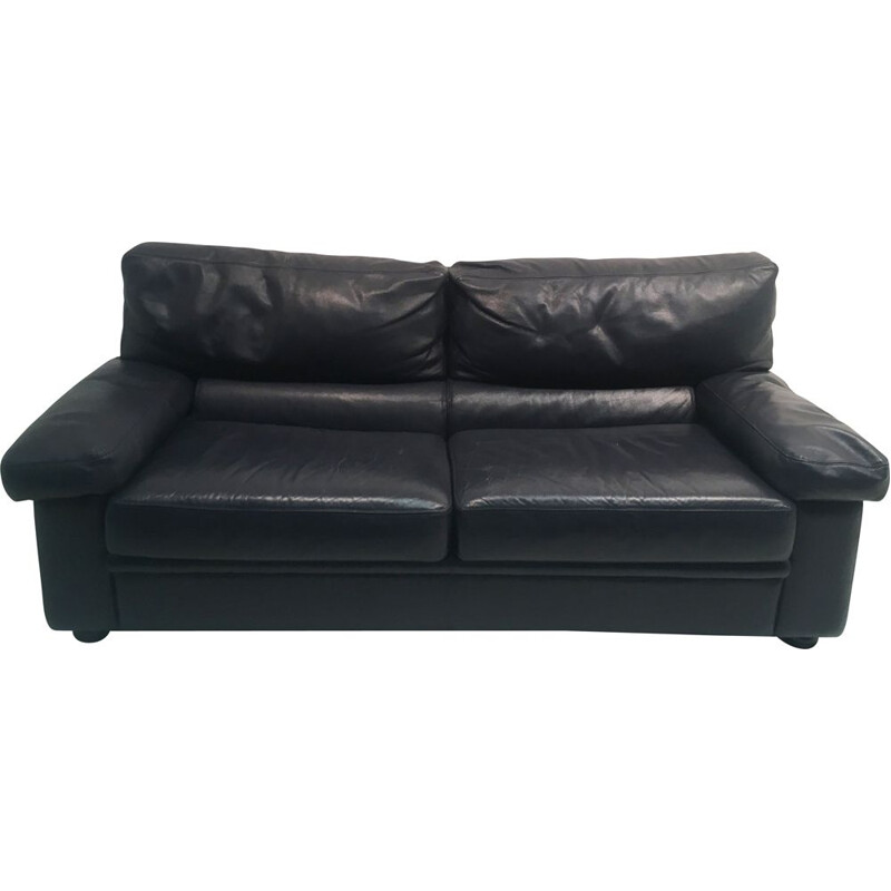 Vintage Navy Leather convertible sofa