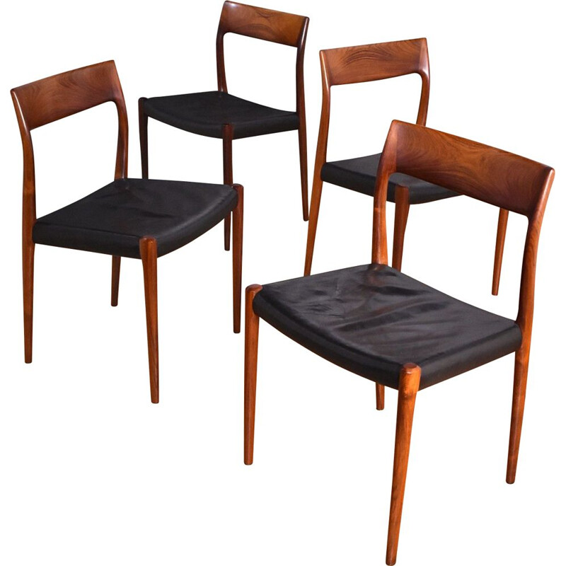 Set Of 4 vintage  Rosewood Chairs Niels Moller Model 77