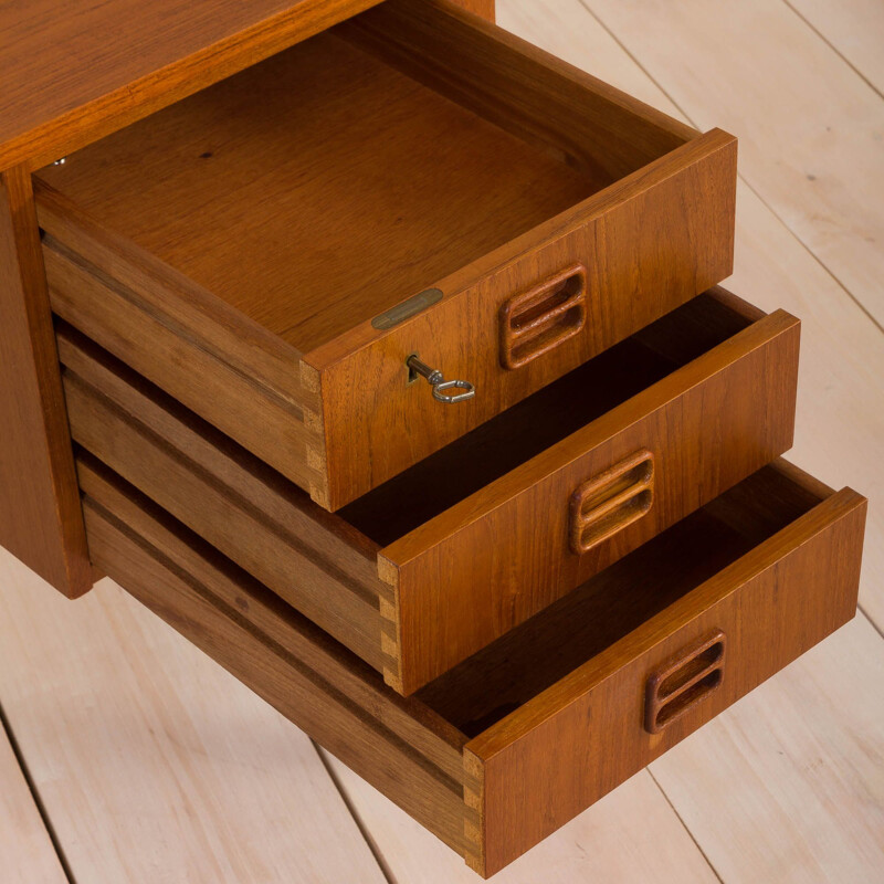 Vintage double sided desk with 6 drawers Danish 1960s