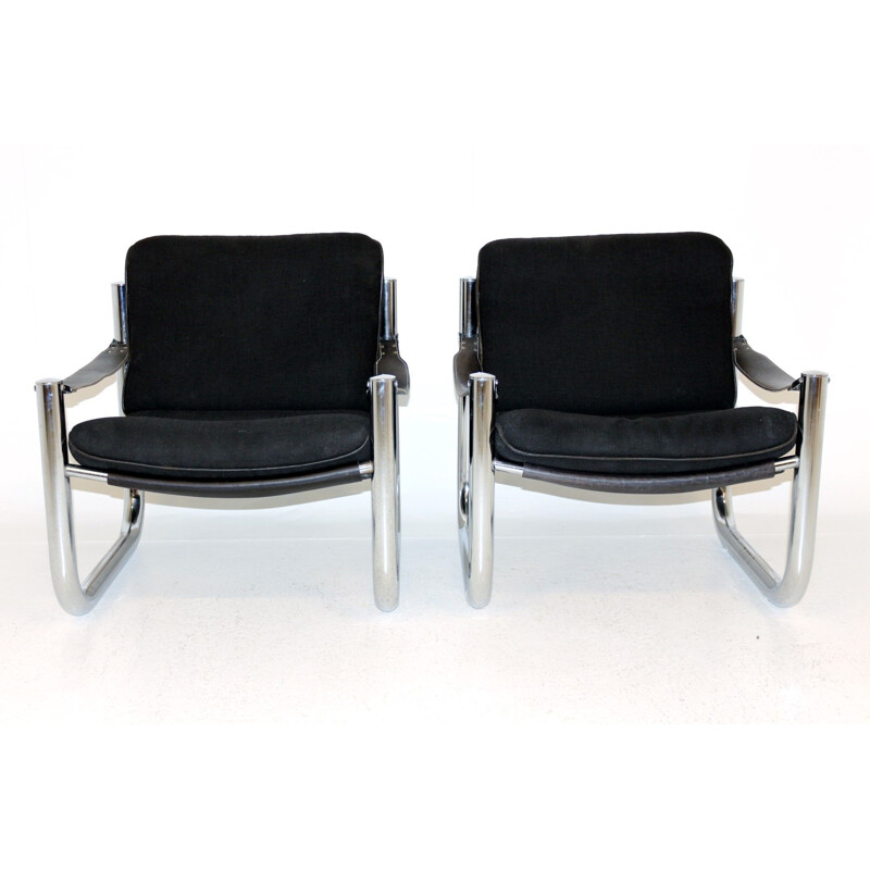 Pair of vintage armchairs Arne Norrel, Sweden, 1970
