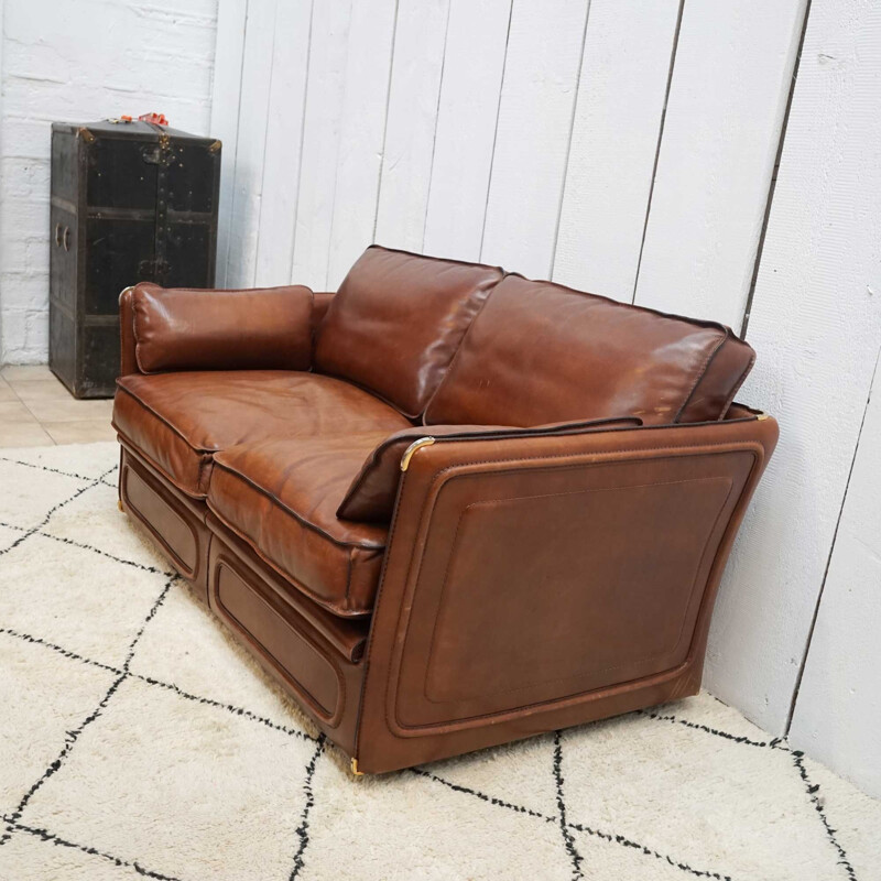 Canapé en cuir de buffle, Roche Bobois, 1980s