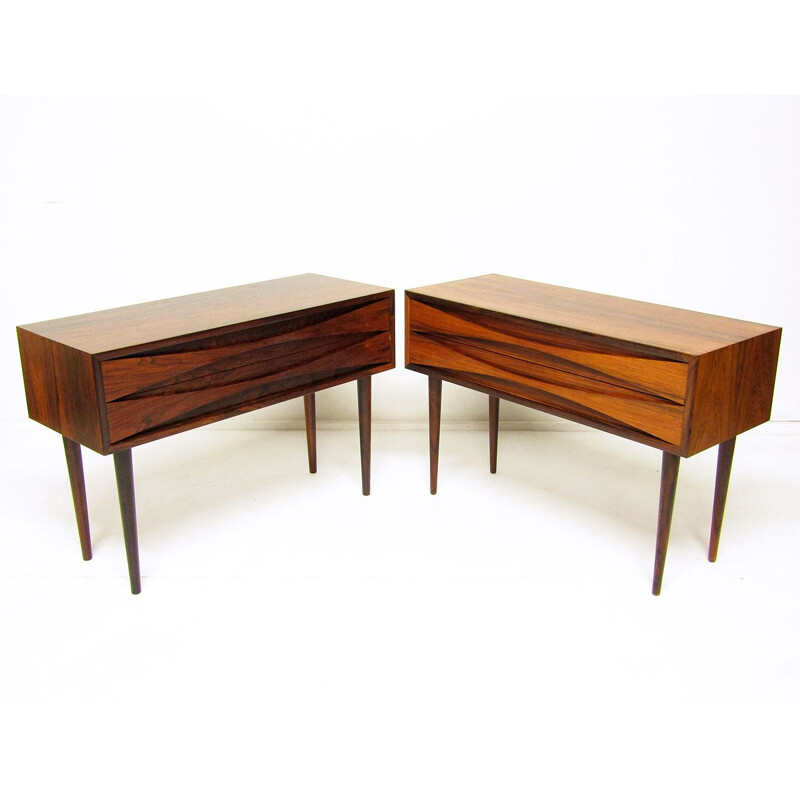 Pair Of vintage Rosewood Side Table Nightstands By Niels Clausen Danish 1960s