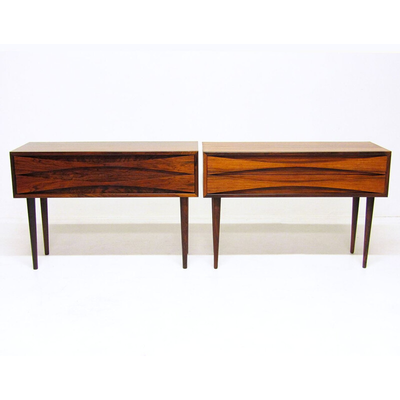 Pair Of vintage Rosewood Side Table Nightstands By Niels Clausen Danish 1960s