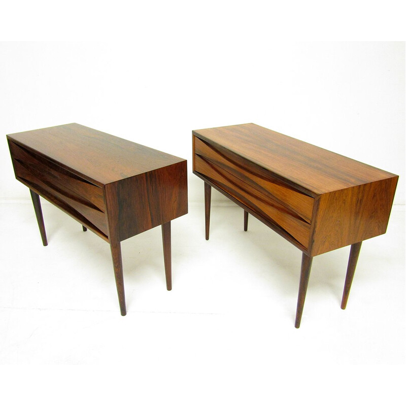 Pair Of vintage Rosewood Side Table Nightstands By Niels Clausen Danish 1960s