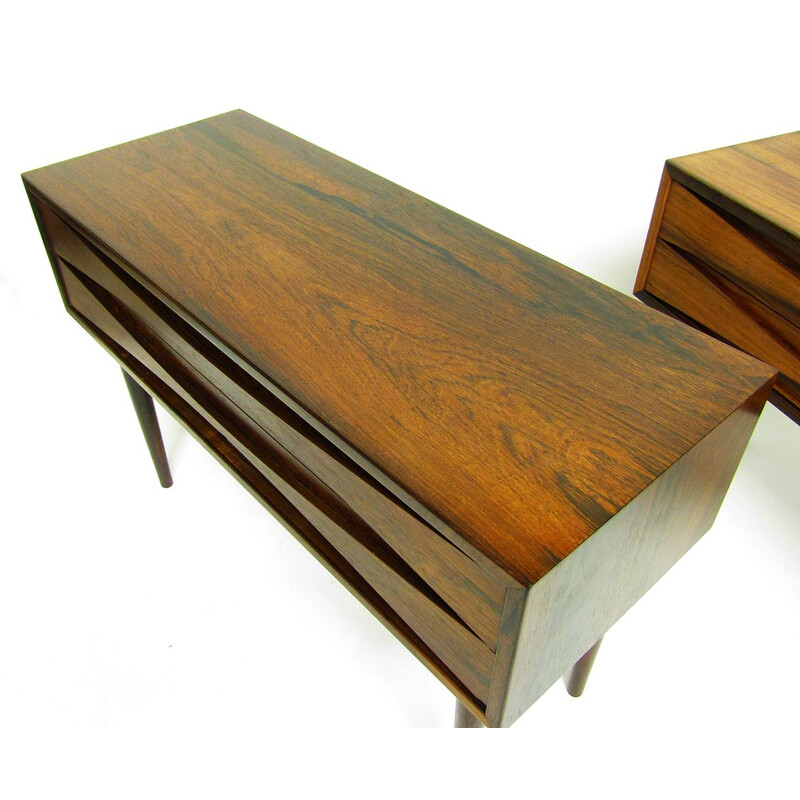 Pair Of vintage Rosewood Side Table Nightstands By Niels Clausen Danish 1960s