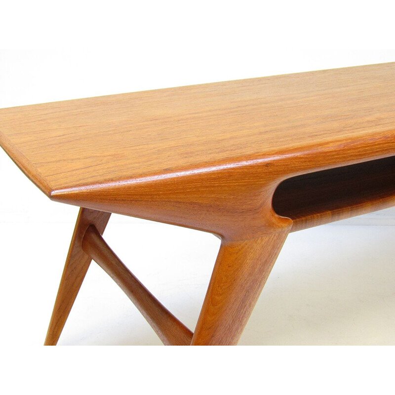 Vintage Sculpted Coffee Table By Johannes Andersen Danish 1960s