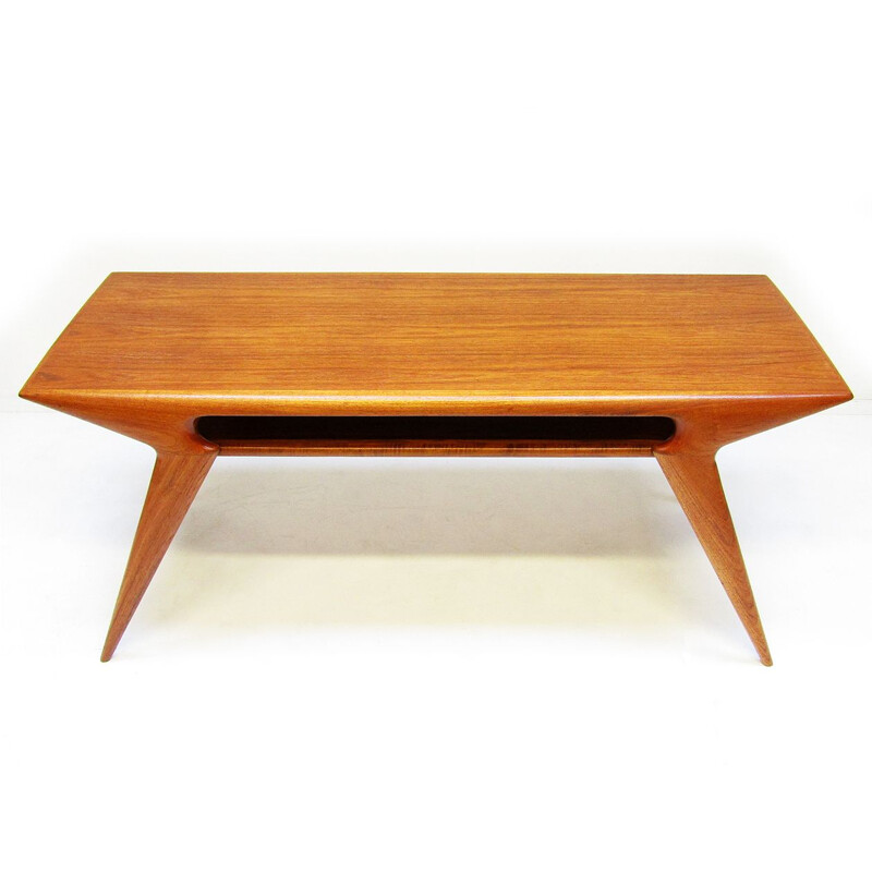 Vintage Sculpted Coffee Table By Johannes Andersen Danish 1960s