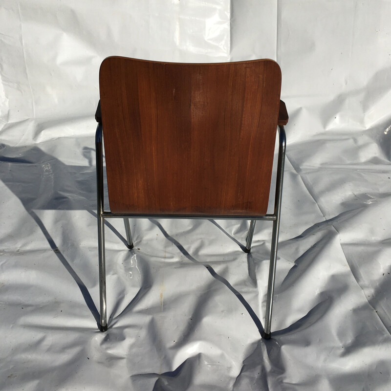 Set of 4 vintage Scandinavian metallic teak chairs