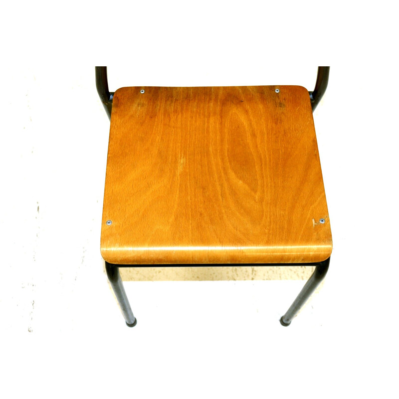 Jeu de 7 chaises d'écolier vintage Suède 1950
