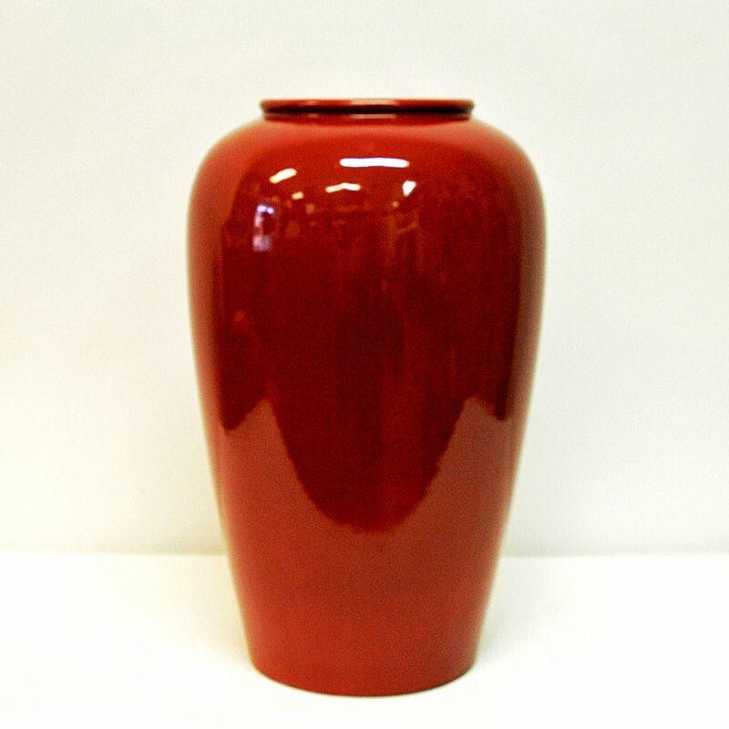 Vase rouge vintage de Scheurich , W. Allemagne 1970