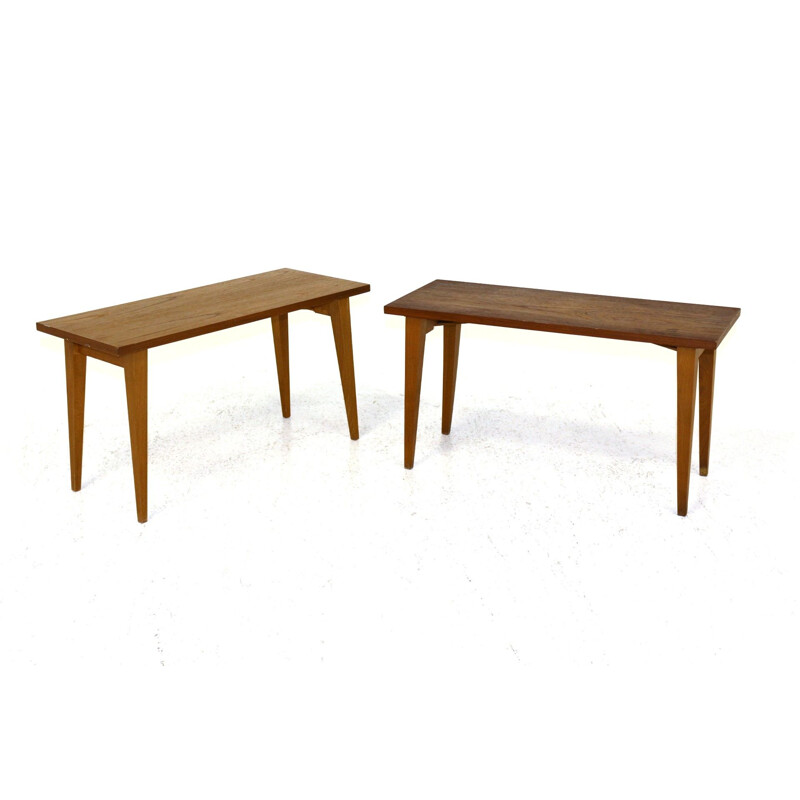 Pair of Vintage folding teak side tables, Sweden, 1960