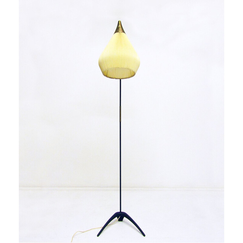 Vintage Graceful Floor Lamp In Steel And Brass By Louis Kalff For Philips 1950s