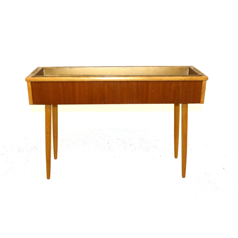 Vintage Scandinavian teak and oak indoor planter, Sweden, 1960