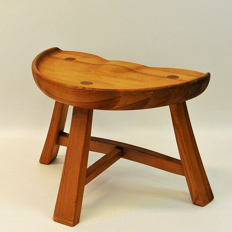 Vintage Pine stool from Krogenæs Møbler Norwegian 1970s