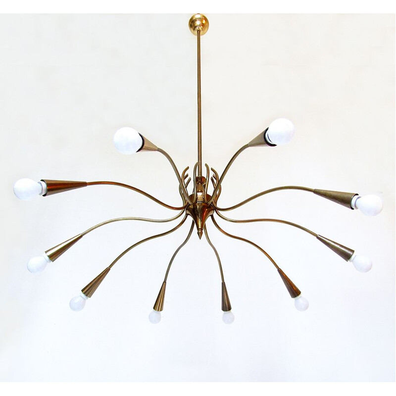 Grand vintage  Chandelier By Oscar Torlasco Italian 1950s