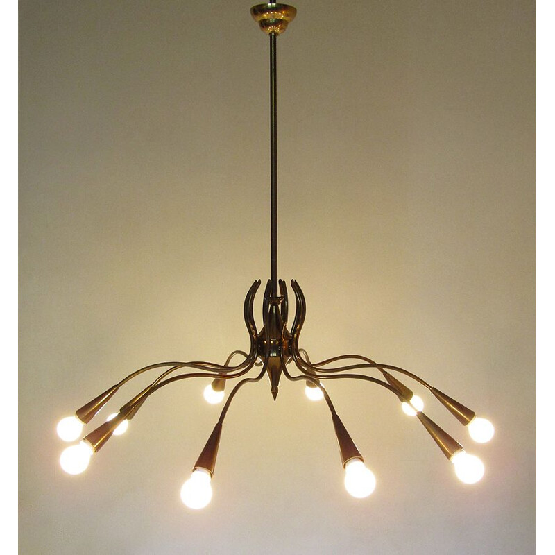 Grand vintage  Chandelier By Oscar Torlasco Italian 1950s