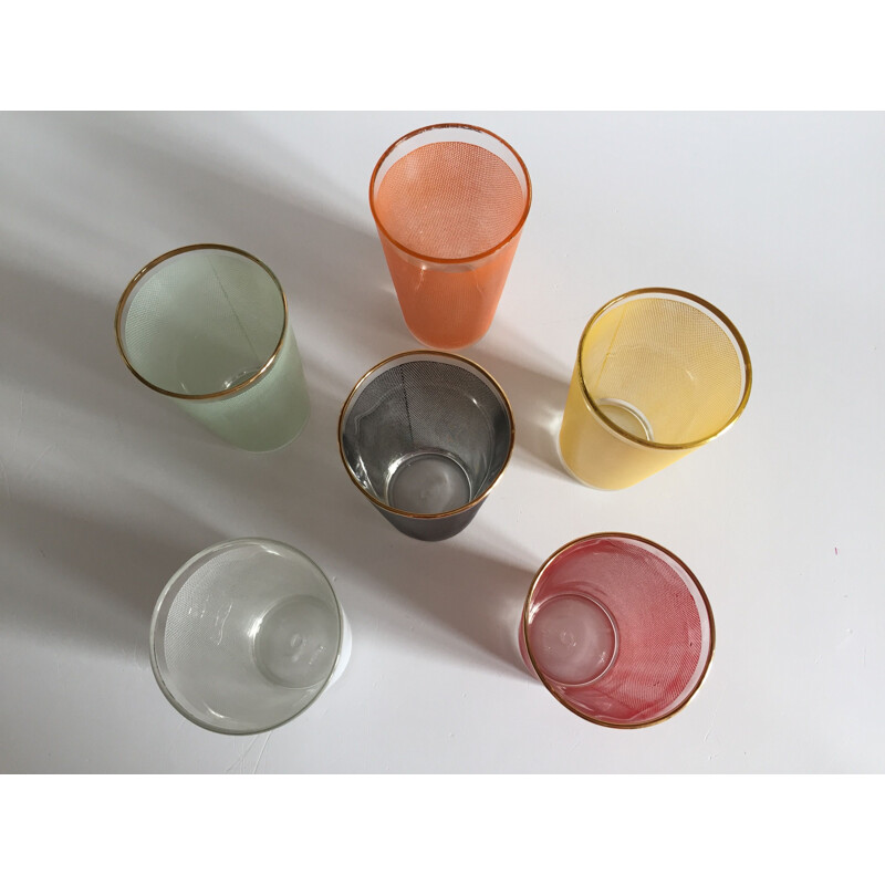Suite of 6 vintage glasses in Orangeade Coloré 1960