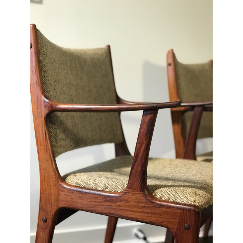 Lot de 6 chaises Vintage bois de rose Johannes Andersen pour Uldum Møbelfabrik Danish Brazilian