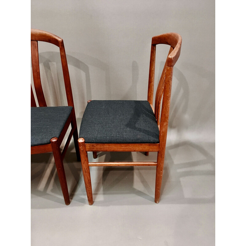 Lot de 4 chaises vintage scandinaves teck estampille Johansson Sweden 1950