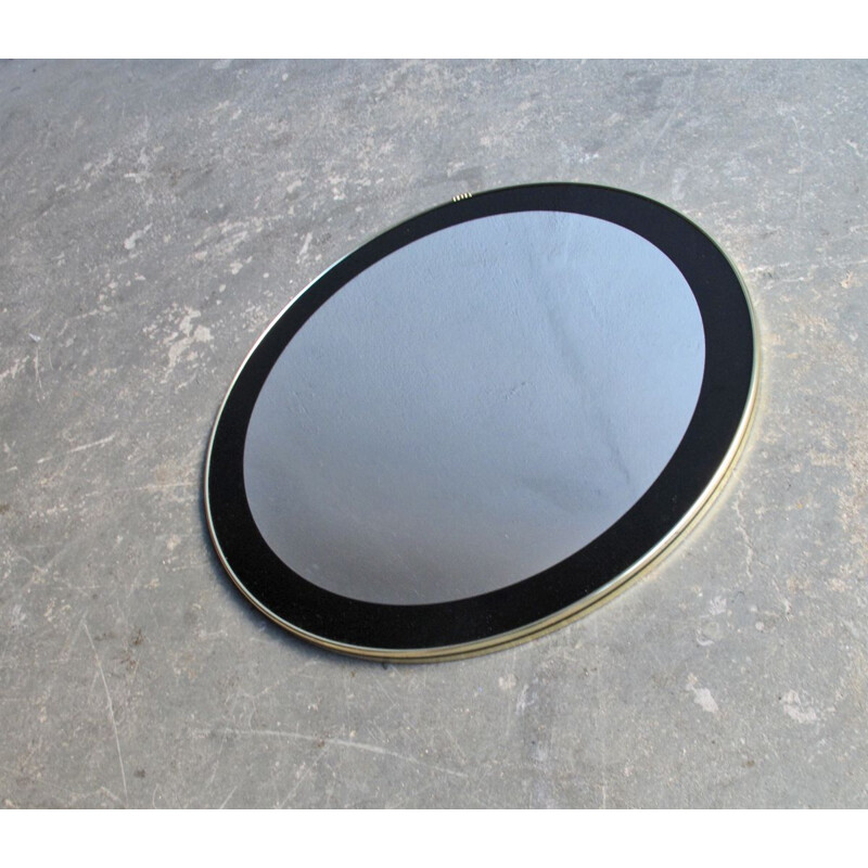 Vintage mirror  round with black frame 1960s