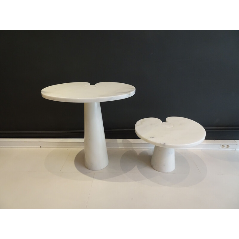 Paire de table vintage Eros de Angelo Mangiarotti pour Skipper en marbre e carrare