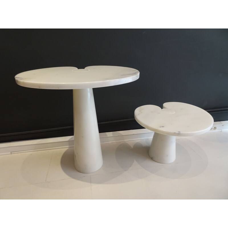 Paire de table vintage Eros de Angelo Mangiarotti pour Skipper en marbre e carrare