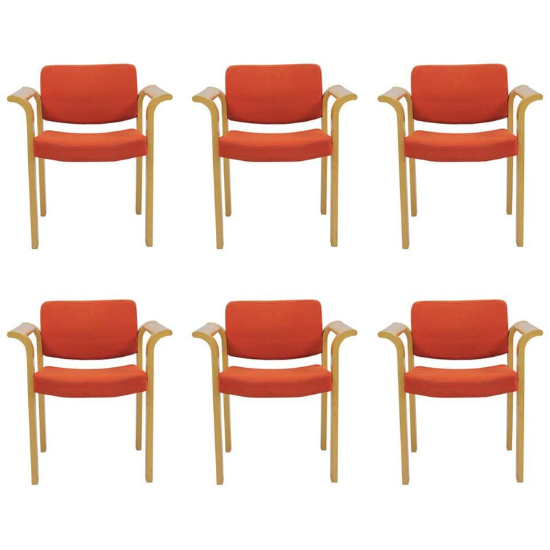 Set of six vintage armchairs by Rud Thygesen and Johnny Sorensen for Magnus Olesen, 1970
