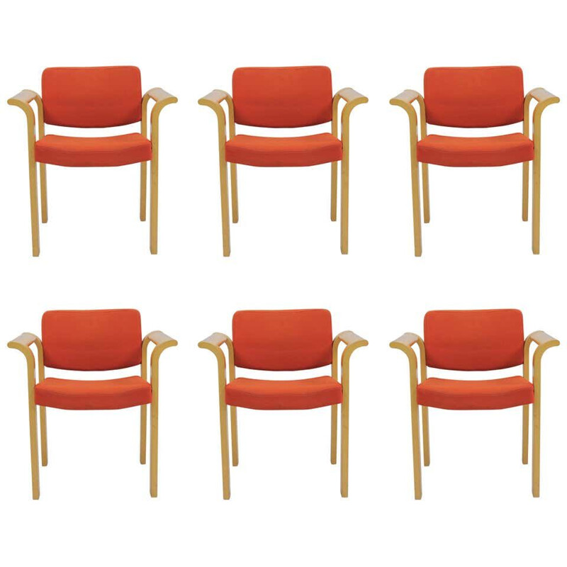 Set van zes vintage fauteuils van Rud Thygesen en Johnny Sorensen voor Magnus Olesen, 1970