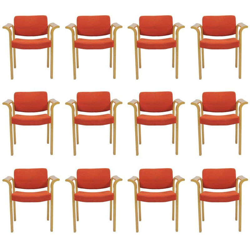 Lot de 12 fauteuils vintage Rud Thygesen Johnny Sorensen 1970