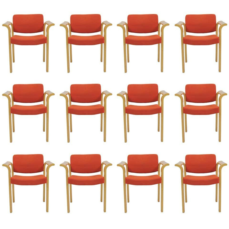 Set of 12 vintage Armchairs Rud Thygesen Johnny Sorensen 1970s