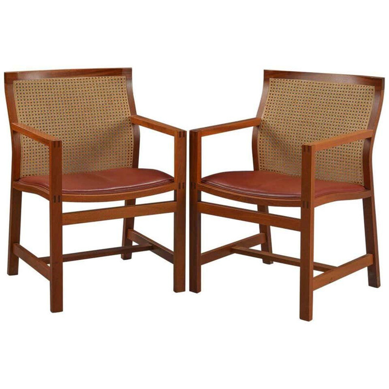 Pair of vintage Armchairs King Series Mahogany Rud Thygesen and Johnny Sorensen Mahogany  1980s