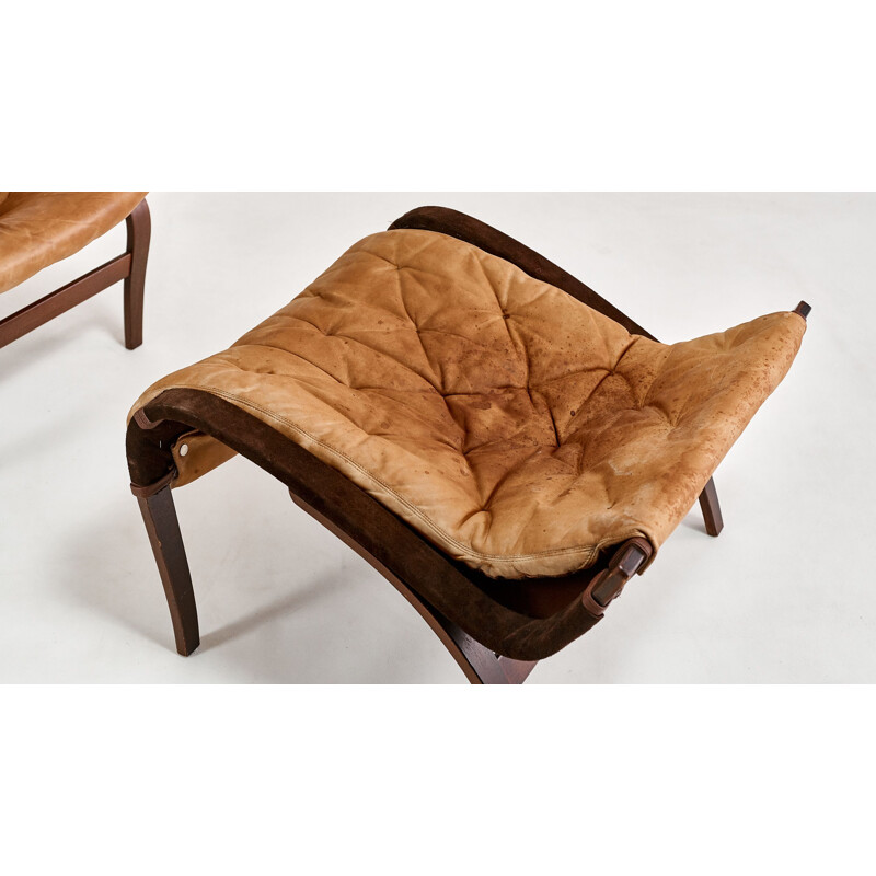 Bruno Mathsson pour Dux, paire de fauteuils et ottomans 