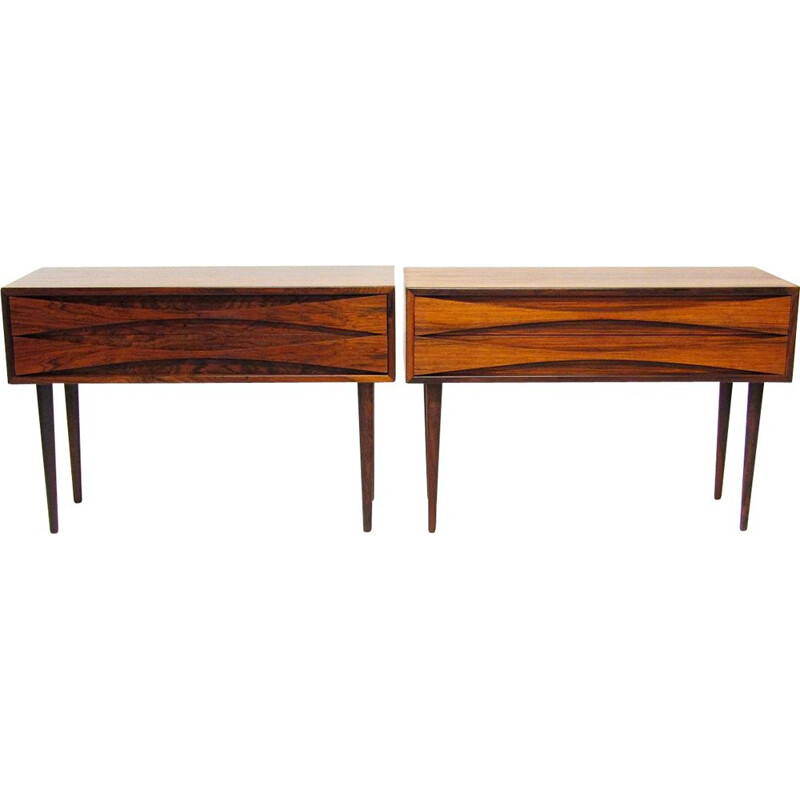 Pair Of vintage Rosewood Side Table Nightstands By Niels Clausen Danish 1960s