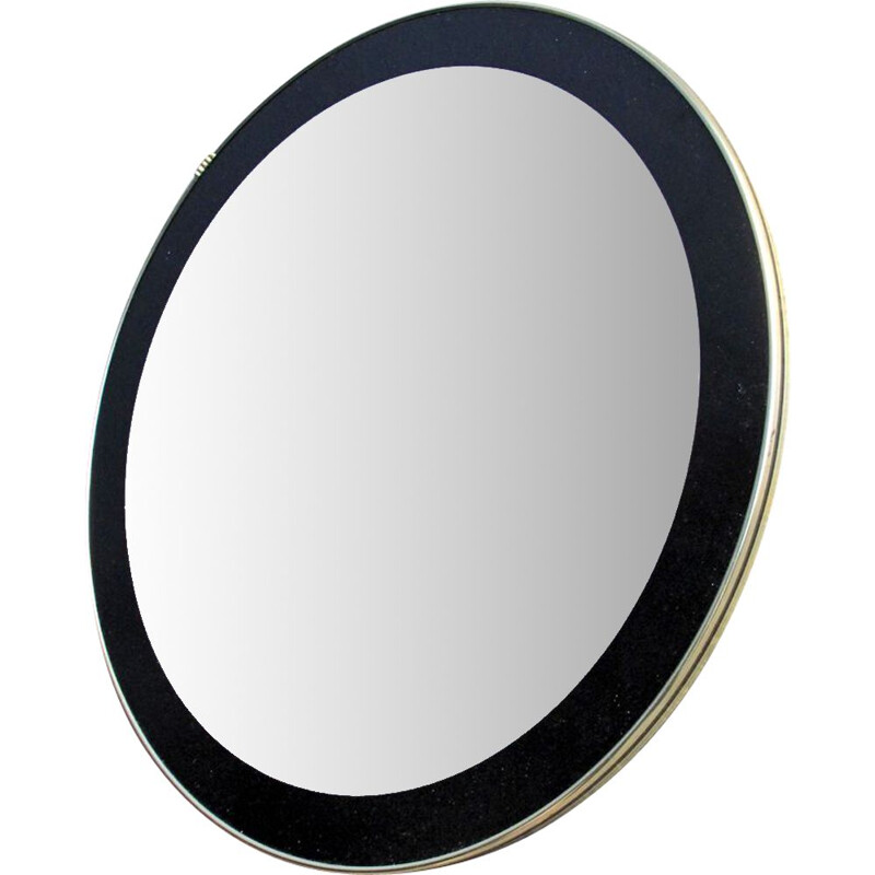 Vintage mirror  round with black frame 1960s