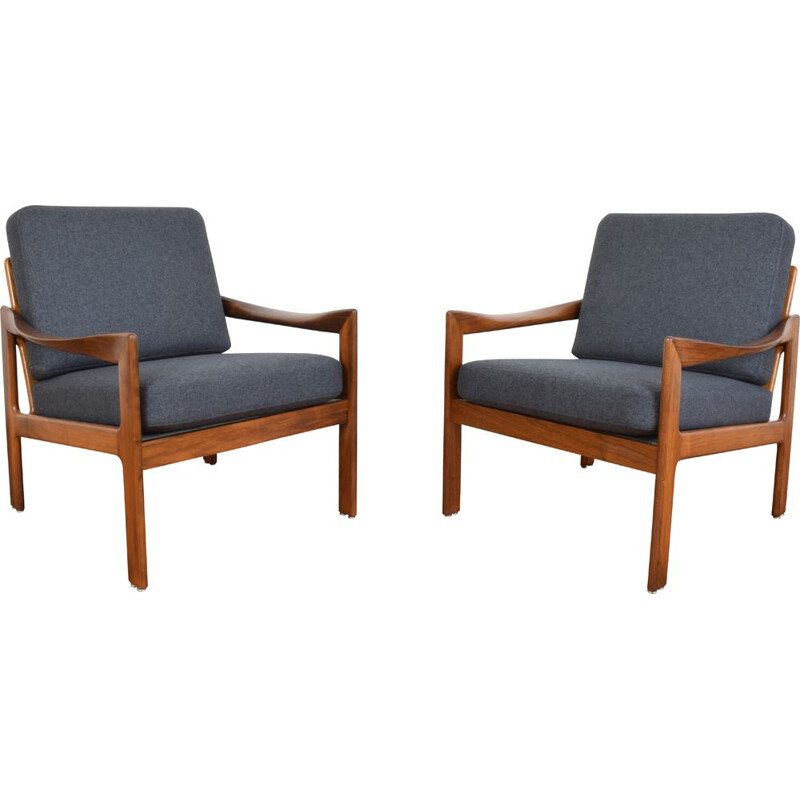 Paire de fauteuils lounge par Illum Wikkelsø pour Niels Eilersen danoises, 1960